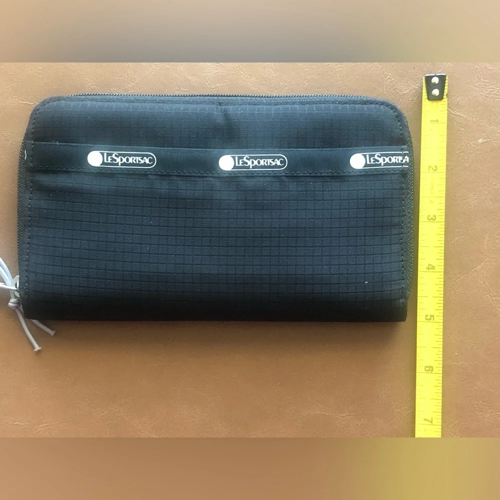 LeSportsac Black Grid Zip Wallet